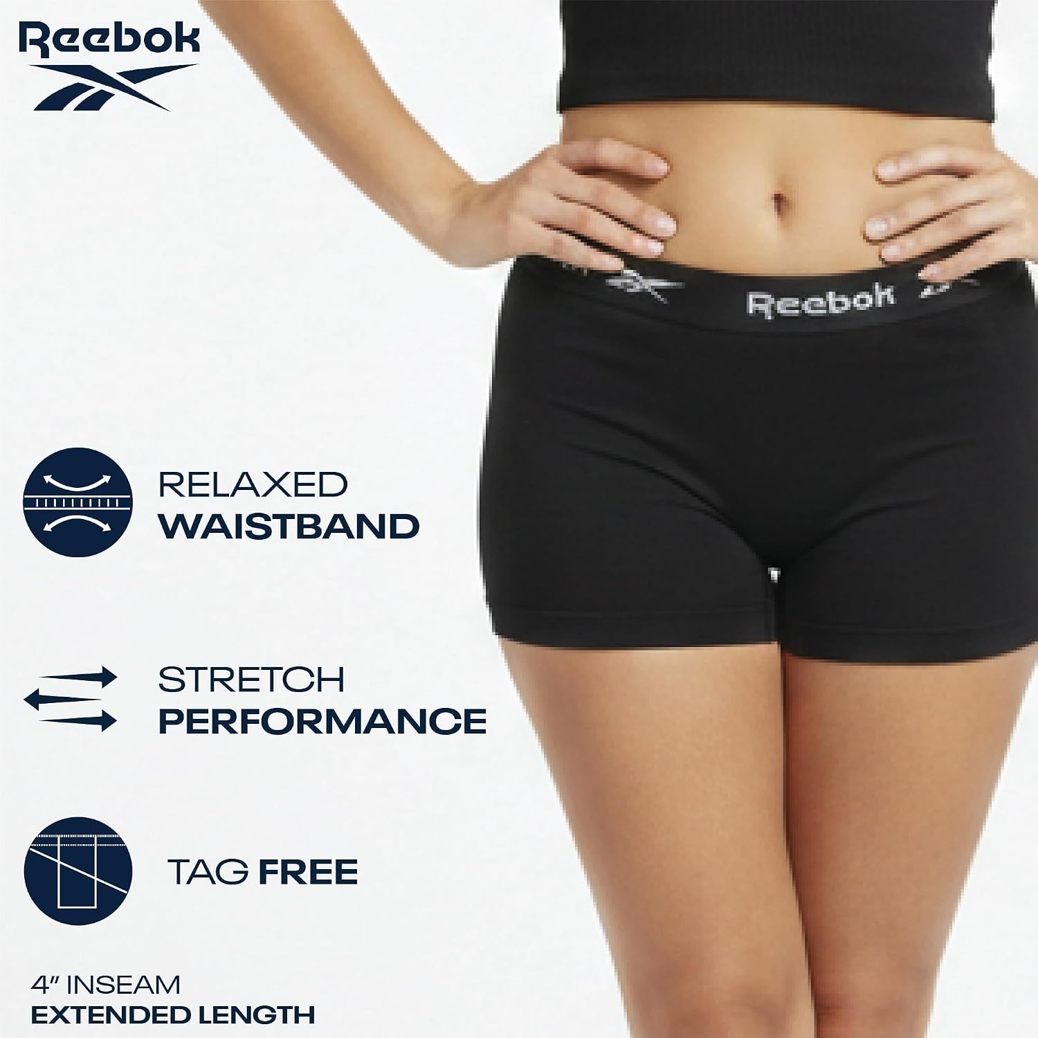 image:imageReebok Womens Boyshorts  5 Pack Performance Seamless Underwear for Women  StayPut Fit Moves Naturally with Your Body Tagless 4Way Stretch Eliminates Visible Lines and Pressure PointsAll Black