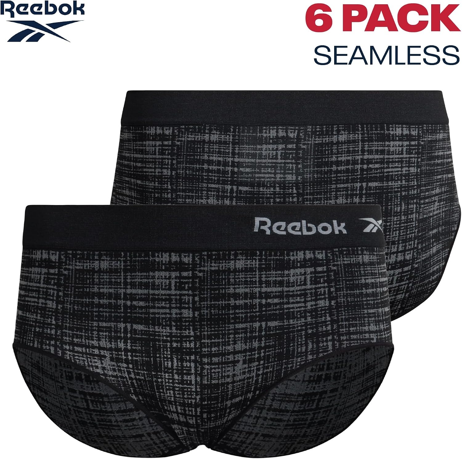 image:imageReebok Womens Hipster Underwear  36 Pack Plus Size Performance Tag Free Hipster Panties Seamless Underwear for WomenBlack JacquardIrish CreamGreen6pk