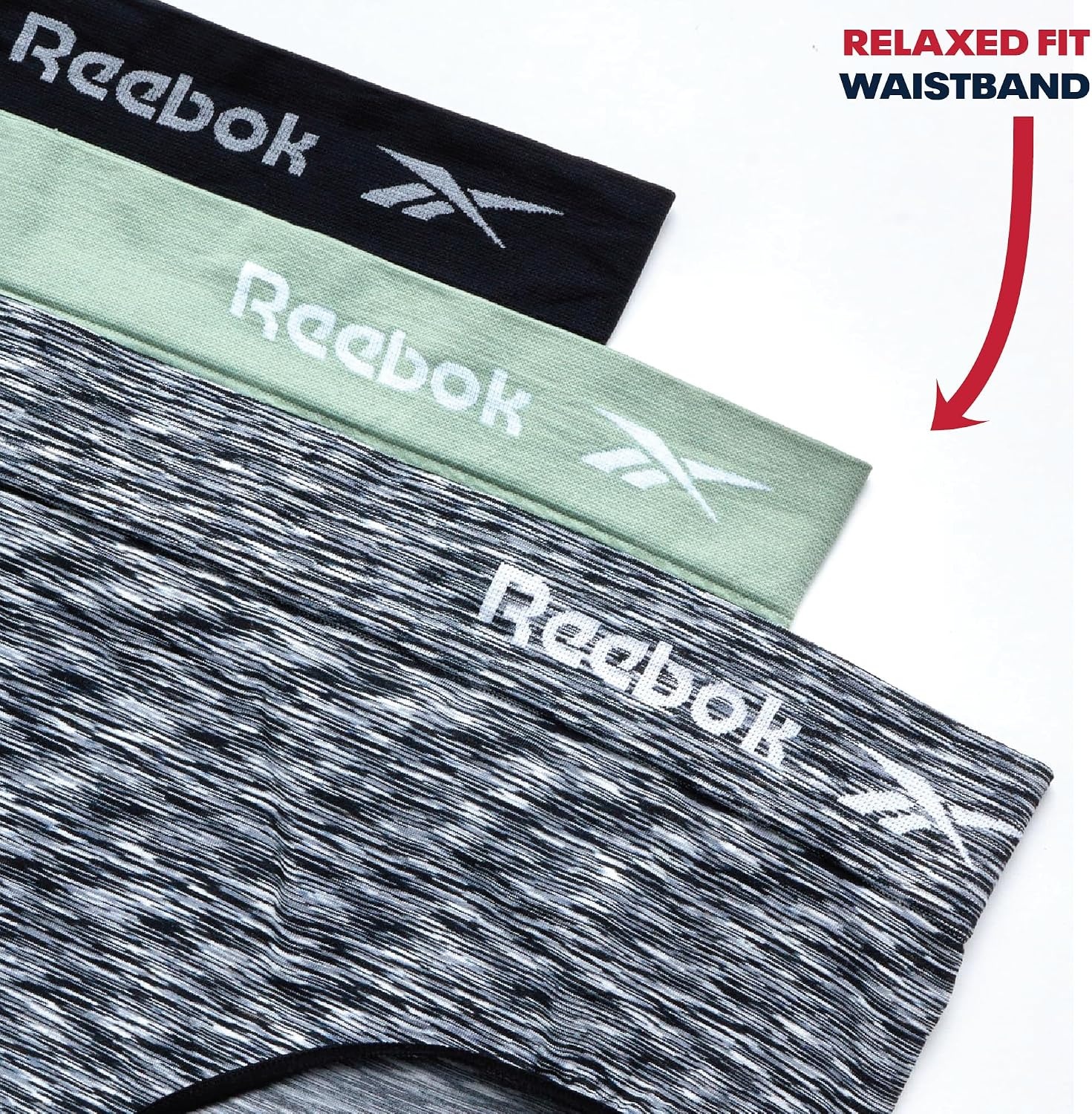 image:imageReebok Womens Hipster Underwear  36 Pack Plus Size Performance Tag Free Hipster Panties Seamless Underwear for WomenBlack SpacedyeBlackGreen3pk