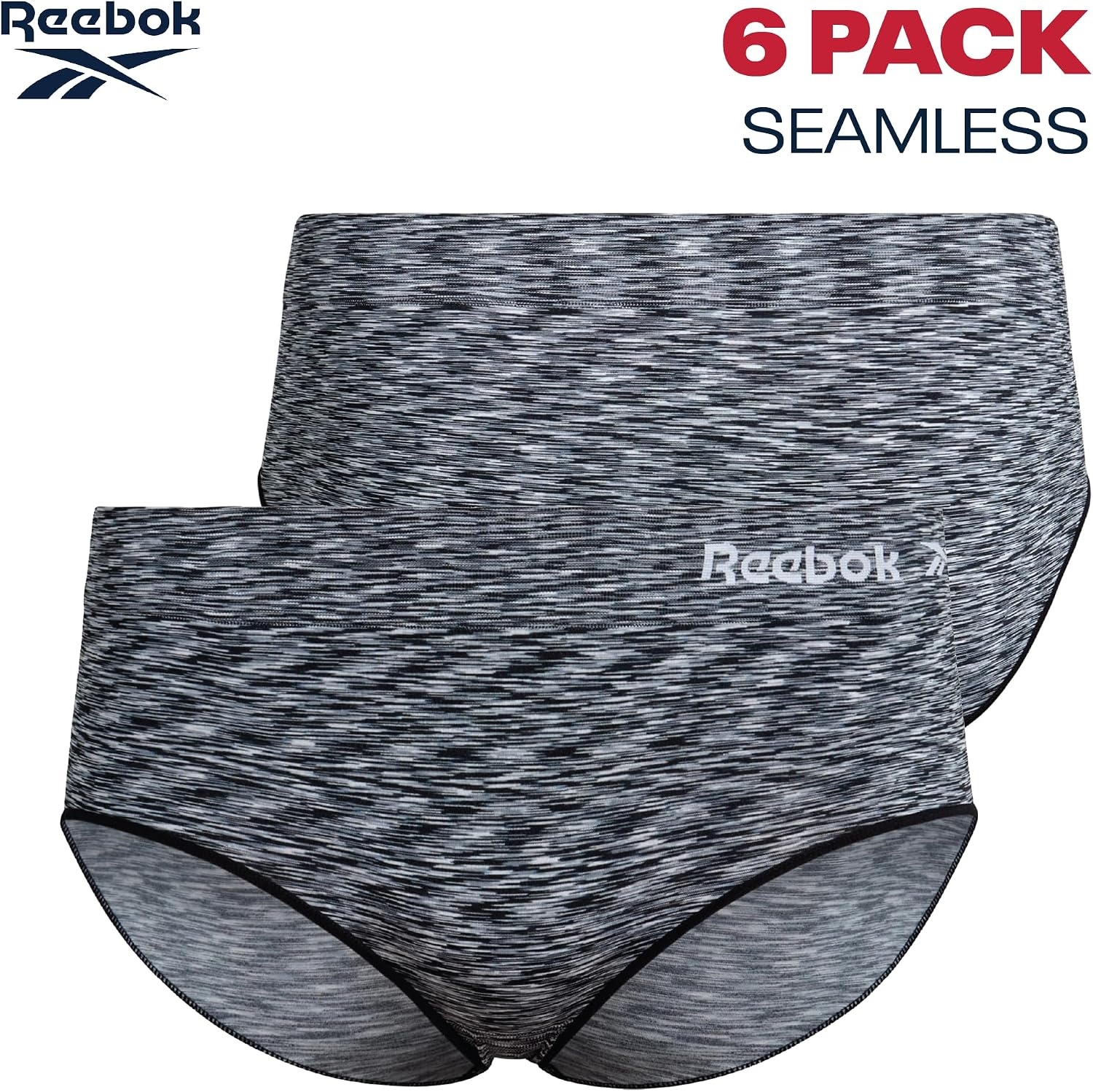 image:imageReebok Womens Hipster Underwear  36 Pack Plus Size Performance Tag Free Hipster Panties Seamless Underwear for WomenBlack SpacedyeBlackGreen6pk