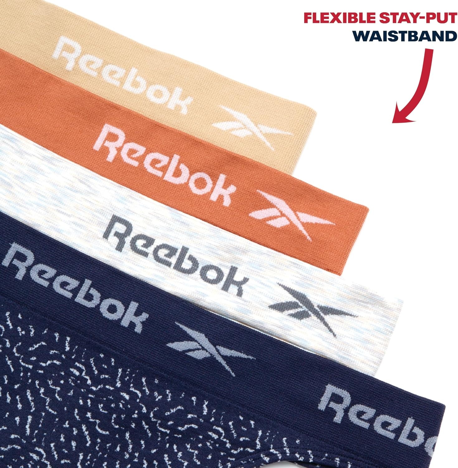 image:imageReebok Womens Thongs  4 Pack Soft Stretch Performance TagFree NoShow  Smooth Invisible Comfort Under Leggings Dresses and Jeans Flexible Fabric for Everyday Rotation or WorkoutsNaturalClayCreamJacquard