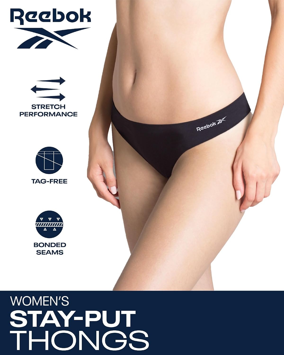 image:imageReebok Womens Thongs  6 Pack Soft Stretch Performance TagFree NoShow  Smooth Invisible Comfort Under Leggings Dresses and Jeans Flexible Fabric for Everyday Rotation or WorkoutsMaroonPinkPrint