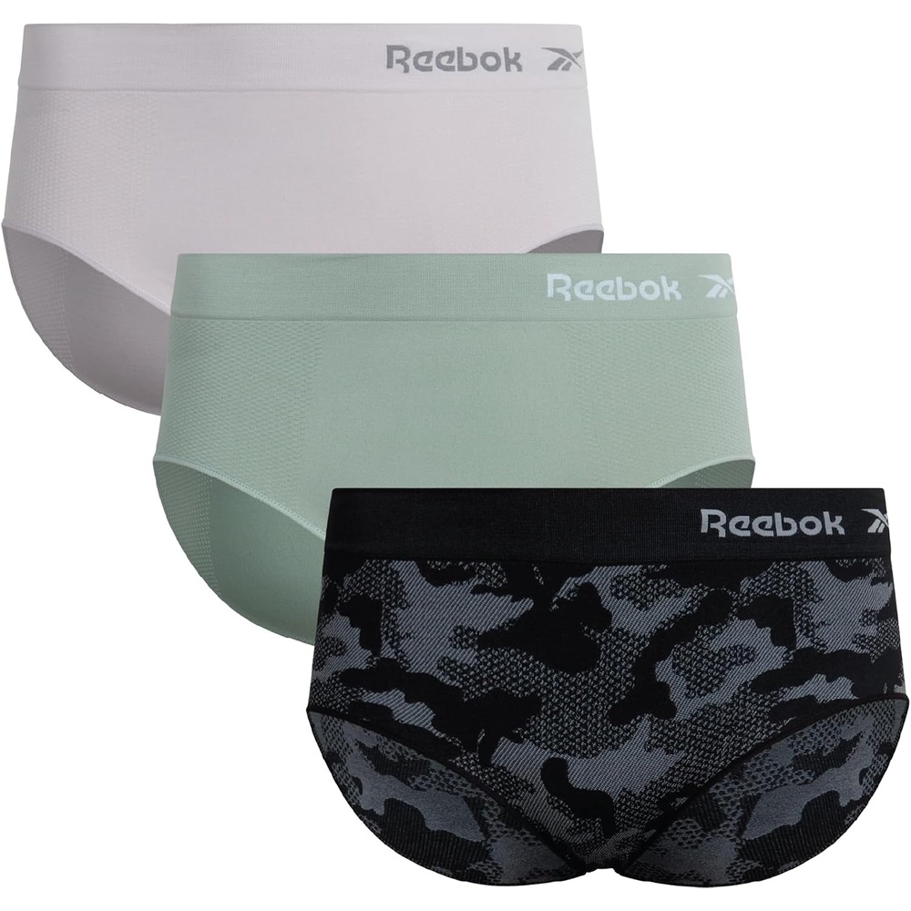 image:imageReebok Womens Hipster Underwear  36 Pack Plus Size Performance Tag Free Hipster Panties Seamless Underwear for WomenBlack JacquardPale GreyGreen3pk
