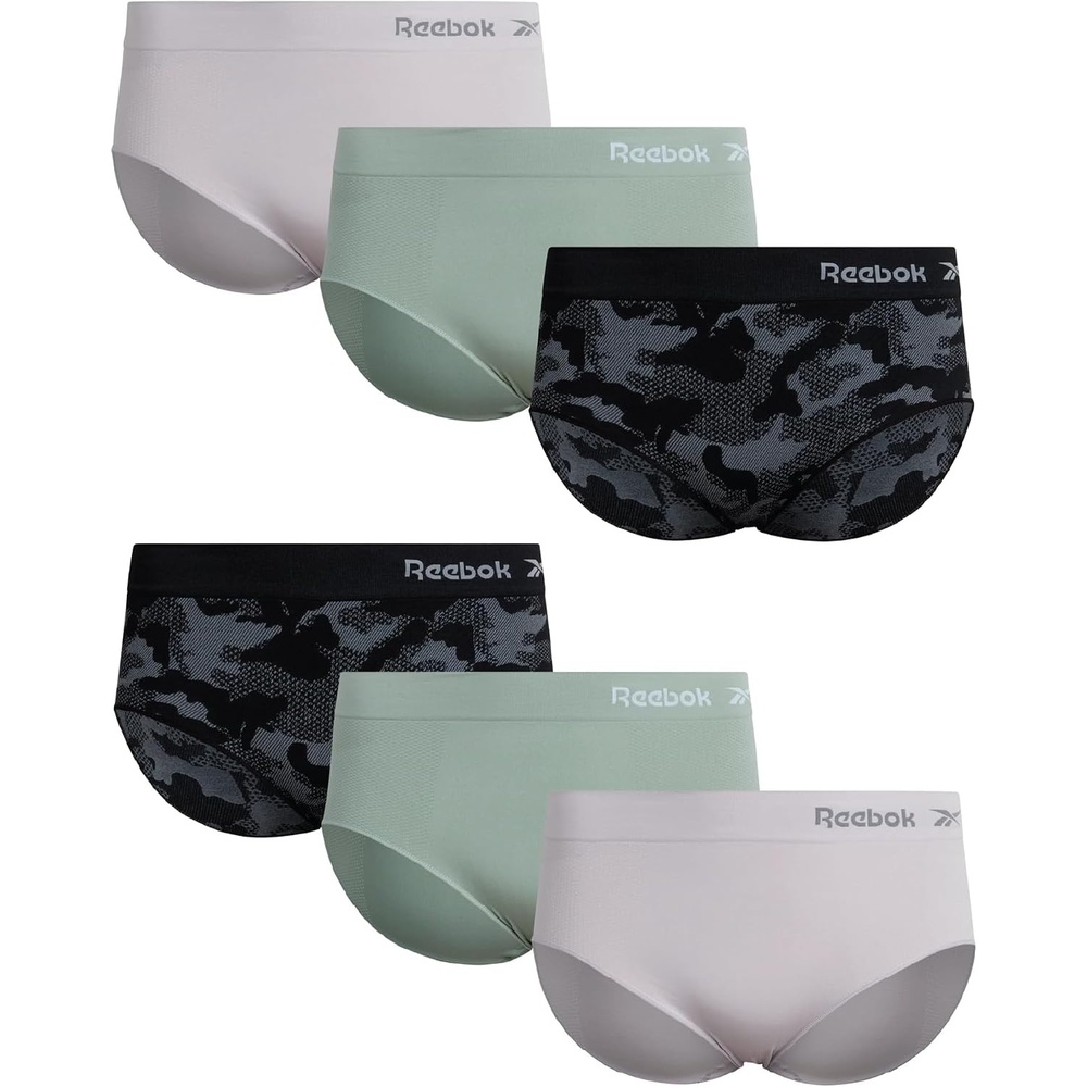 image:imageReebok Womens Hipster Underwear  36 Pack Plus Size Performance Tag Free Hipster Panties Seamless Underwear for WomenBlack JacquardPale GreyGreen6pk