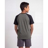 image:imageReebok 2 Pack Boys Short Sleeve Raglan Cotton Crew Neck T Shirt Athletic Baseball Tee Tops Kids Teens Youth 618Charcoal Heather  Grey Heather