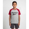 image:imageReebok 2 Pack Boys Short Sleeve Raglan Cotton Crew Neck T Shirt Athletic Baseball Tee Tops Kids Teens Youth 618Solid Black  Grey Heather