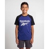 image:imageReebok 2 Pack Boys Short Sleeve Raglan Cotton Crew Neck T Shirt Athletic Baseball Tee Tops Kids Teens Youth 618Solid Black  Solid Royal Blue
