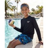 image:imageReebok 3 Pack Boys Long Sleeve Rashguard UPF Sun Protection Swim Shirt UV SPF Athletic Beach Pool Surfing Swimming 616Solid Black  Solid Blue Iolite  Solid Sharp Green