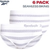 image:imageReebok Womens Bikini Underwear  6 Pack Soft Stretch Seamless Panties  Smooth Feel Stays Comfortable All Day Relaxed Waistband Sits Gently on the Hips Without Digging inSharkskinWhite StripeBlack