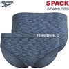 image:imageReebok Womens Bikini Underwear 5 Pack Soft Stretch Seamless Underwear  NextLevel Softness from Breathable Nylon Spandex Flattering LowRise Silhouette Flatters Natural CurvesBlackAshley Blue Melange StripeSharkskinSoft PinkDark Denim Spacedye