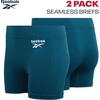 image:imageReebok Womens Boyshorts  2 Pack Seamless Stretch 4 Inseam Tagless  StayPut Design Moves with You Flexible 4Way Flexible Fabric Eliminates Lines and Everyday DiscomfortDeep TealBlack
