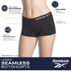 image:imageReebok Womens Boyshorts  5 Pack Performance Seamless Underwear for Women  StayPut Fit Moves Naturally with Your Body Tagless 4Way Stretch Eliminates Visible Lines and Pressure PointsWhite StripeCadetSharkskinBlackened PearlBlack
