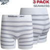 image:imageReebok Womens Boyshorts 3 Pack Long Leg Performance Underwear for Women  Wide Smooth Waistband Stays in Place Ribbed Flexible and Airy Mesh Options for Softness and BreathabilityWhite StripesLight PinkMedium Grey