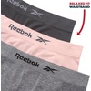 image:imageReebok Womens Boyshorts 3 Pack Long Leg Performance Underwear for Women  Wide Smooth Waistband Stays in Place Ribbed Flexible and Airy Mesh Options for Softness and BreathabilityPinkCharcoalGrey Melange