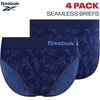 image:imageReebok Womens Briefs  4 Pack Seamless High Cut Full Coverage Stretch  Smooth Flexible Fit Feels Soft Against the Skin Relaxed Waistband Sits Comfortably Without Digging inEvening BlueLotusBlackened PearlWhite Stripe