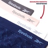 image:imageReebok Womens Briefs  4 Pack Seamless High Cut Full Coverage Stretch  Smooth Flexible Fit Feels Soft Against the Skin Relaxed Waistband Sits Comfortably Without Digging inEvening BlueLotusBlackened PearlWhite Stripe