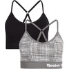 image:imageReebok Womens Everyday Bras  2 Pack Soft Stretch Seamless Performance Cross Back Strap Sports Bra for Women Sizes SXL Size Small Grey JacquardBlack