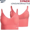 image:imageReebok Womens Everyday Bras  2 Pack or 4 Pack Soft Stretch Longline Ladies Bralettes Performance Wireless Bras for WomenBright PeachSteel Grey2pk