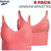 image:imageReebok Womens Everyday Bras  2 Pack or 4 Pack Soft Stretch Longline Ladies Bralettes Performance Wireless Bras for WomenBright PeachSteel Grey4pk