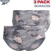 image:imageReebok Womens Hipster Panties  3 Pack Stretch Performance Bonded Seamless Panties for Women with TagFree Relaxed WaistbandSharkskinFox GloveBlack