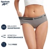 image:imageReebok Womens Hipster Panties  6 Pack Soft Stretch Performance Seamless Underwear for Women with Tag Free Relaxed WaistbandBlack JacquardIrish CreamGreen6pk