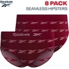 image:imageReebok Womens Hipster Panties  8 Pack Bonded Seamless TagFree Waist  Sleek Smoothedge Edges Create a Smooth Look Under Leggings and Denim Lightweight Stretch Moves with Every WorkoutMaroon With White Logo PrintPinkGreyStripes