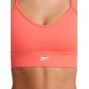 image:imageReebok Womens Id Train Tri Back Bra Slim Fit Lightweight Stretch Poly Motion Interlock Fabric MoistureWickingSunset Coral  Id Train