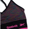 image:imageReebok Womens Sports Bras  2 Pack Padded Longline Crossback Straps  Seamless Stretch Fabric Moves with You Removable Pads Customize Coverage Comfortable Support for Everyday WearSpacedye StripePink