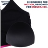 image:imageReebok Womens Sports Bras  2 Pack Padded Longline Crossback Straps  Seamless Stretch Fabric Moves with You Removable Pads Customize Coverage Comfortable Support for Everyday WearSpacedye StripePink