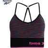 image:imageReebok Womens Sports Bras  2 Pack Padded Longline Crossback Straps  Seamless Stretch Fabric Moves with You Removable Pads Customize Coverage Comfortable Support for Everyday WearSpacedye StripePink