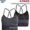 image:imageReebok Womens Sports Bras  4 Pack WireFree Longline Bralettes  Seamless Build Hugs Without Squeezing Adjustable Crossback Straps Adapt to Your Workout or Everyday RoutineBlack JacquardMauve
