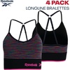 image:imageReebok Womens Sports Bras  4 Pack WireFree Longline Bralettes  Seamless Build Hugs Without Squeezing Adjustable Crossback Straps Adapt to Your Workout or Everyday RoutineSpacedyePink