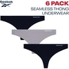 image:imageReebok Womens Thong Underwear  6 Pack Soft Stretch NoShow TagFree  Breathable Flexible Comfort with an Invisible Finish Helps Eliminate Visible Lines Under Fitted ClothingSharkskinBlackSharkskin