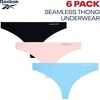 image:imageReebok Womens Thong Underwear  6 Pack Soft Stretch NoShow TagFree  Breathable Flexible Comfort with an Invisible Finish Helps Eliminate Visible Lines Under Fitted ClothingBlueLotusBlack