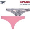 image:imageReebok Womens Thong Underwear 3 Pack Soft Stretch Thong Underwear TagFree  Breathable Flexible Comfort with an Invisible Finish Helps Eliminate Visible Lines Under Fitted ClothingGreyFoxBlack