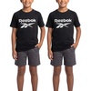 image:imageReebok 2 Pack Boys Short Sleeve Raglan Cotton Crew Neck T Shirt Athletic Baseball Tee Tops Kids Teens Youth 618Solid Black  Solid Black