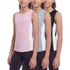 image:imageReebok 3 Pack Girls Mesh Tank Tops Athletic Active Sleeveless Racerback Sports Workout Running Dance Gym Tennis Summer CuteSolid Black  Solid Plein Air  Solid Festival Bloom