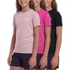 image:imageReebok 3 Pack Girls Short Sleeve Rashguard Swim Shirt UPF Sun Protection UV SPF Athletic Beach Pool Kids Teen Tween 616Solid Black  Solid Fuchsia Fedora  Solid Fragrant Lilac