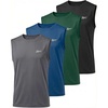 image:imageReebok 4 Pack Boys Dry Fit Active Tank Tops Athletic Sleeveless Muscle Gym Workout Shirts for Kids Teens Youth Size 6 to 18Solid Black  Solid Hunter Green  Solid Blue Iolite  Solid Quiet Shade