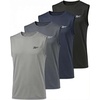 image:imageReebok 4 Pack Boys Dry Fit Active Tank Tops Athletic Sleeveless Muscle Gym Workout Shirts for Kids Teens Youth Size 6 to 18Solid Black  Solid Navy Blazer  Solid Quiet Shade  Solid Ultimate Grey