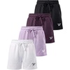 image:imageReebok 4 Pack Girls Mesh Shorts Athletic Soccer Basketball Volleyball Running Track Softball Sports Gym Workout School 616Solid Black  Solid Plum Perfect  Solid Orchid Petal  Solid Bright White
