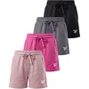 image:imageReebok 4 Pack Girls Mesh Shorts Athletic Soccer Basketball Volleyball Running Track Softball Sports Gym Workout School 616Solid Black  Solid Quiet Shade  Solid Fuchsia Fedora  Solid Fragrant Lilac