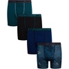 image:imageReebok Boys Underwear 4 Pack Performance MoistureWicking Boxer Briefs  Lightweight MoistureWicking Fabric Keeps Skin Dry Flexible StayPut Legs Prevent Riding Up During ActivityTeal BlueBlackBlue DepthsMediterranean Print