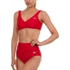 image:imageReebok Bralette Bikini Sets for Women High Waisted Bikini Bottoms Womens Swimsuits Athletic Sporty Bathing SuitRed