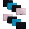 image:imageReebok Girls Boyshorts 8 Pack Performance Stretch Seamless Underwear  Soft Easy Coverage for School Play and Lounging Smooth Fit Flexes Through Sports and SleepoversScuba BlueWhite SpacedyeBlackBlack