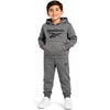 image:imageReebok Toddler Boys Cozy 2Piece Fleece Hoodie amp Sweatpants Jogger Set  Soft Warm Layer for Play or Casual Days Secure Ankle Cuffs and Easy Fit Built for Everyday Comfort Through Fall and WinterDark Grey