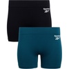 image:imageReebok Womens Boyshorts  2 Pack Seamless Stretch 4 Inseam Tagless  StayPut Design Moves with You Flexible 4Way Flexible Fabric Eliminates Lines and Everyday DiscomfortDeep TealBlack