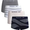 image:imageReebok Womens Boyshorts  4 Pack Performance Seamless Underwear for Women  Extended Coverage with a Comfortable Inseam Lightweight Stretch Fabric Provides Breathable Everyday ComfortBlue PrintPinkMedium GreyWhite Stripes