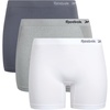 image:imageReebok Womens Boyshorts 3 Pack Long Leg Performance Underwear for Women  Wide Smooth Waistband Stays in Place Ribbed Flexible and Airy Mesh Options for Softness and BreathabilityBlackened PearlWhiteLight Grey