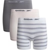 image:imageReebok Womens Boyshorts 3 Pack Long Leg Performance Underwear for Women  Wide Smooth Waistband Stays in Place Ribbed Flexible and Airy Mesh Options for Softness and BreathabilityWhite StripesLight PinkMedium Grey